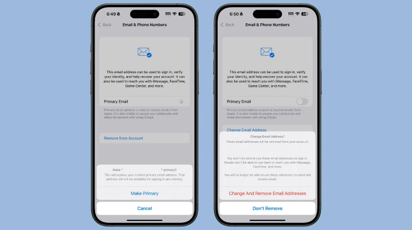 博厚镇苹果手机维修分享苹果 iOS 18.1 支持设置“主要”邮箱地址并更改 iCloud 邮箱 
